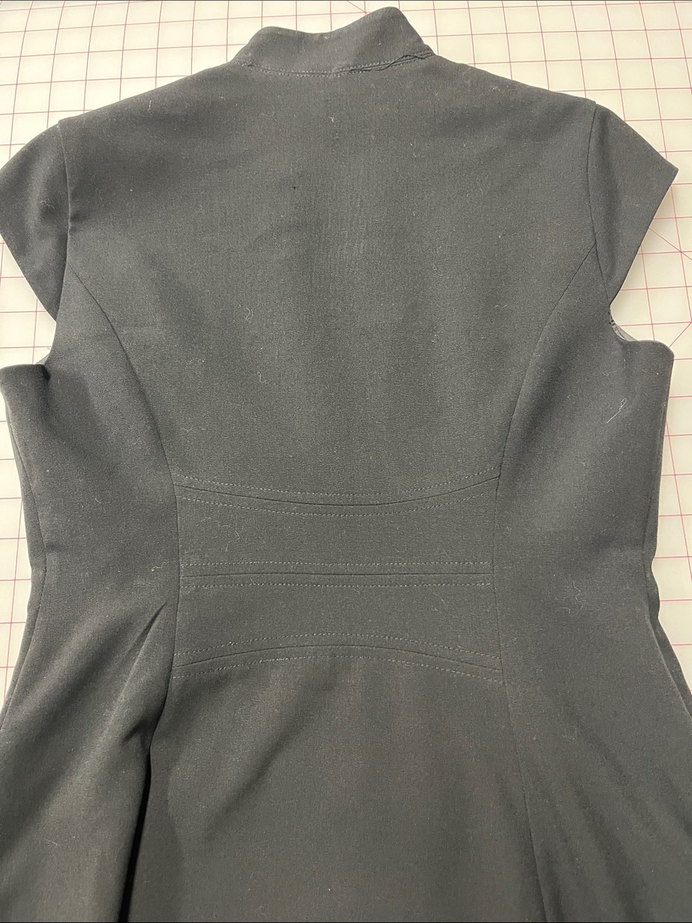 CALVIN KLEIN Career Cap SLV Wrap Detail Pop-Up V-Neck Black Sheath Dress SZ 6P - Picture 10 of 16